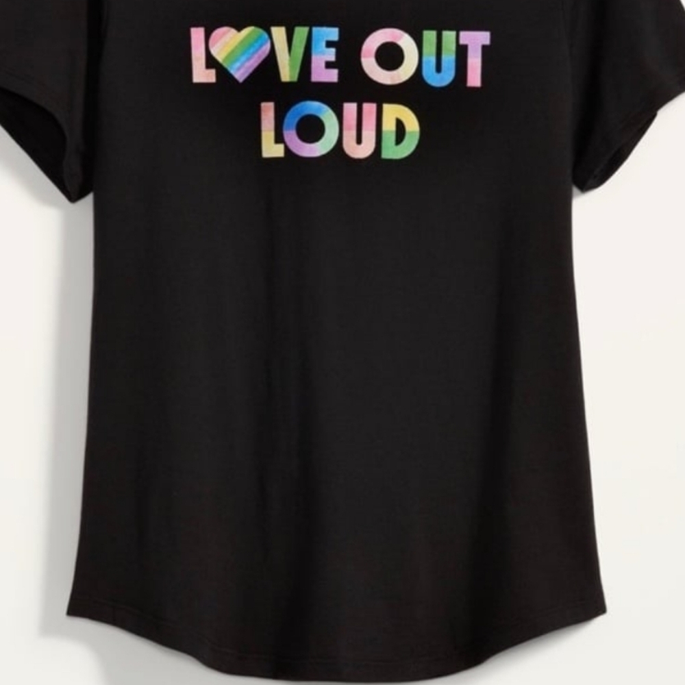 Old Navy ‘Love Out Loud’ Black Women's Cut Tee Size Small